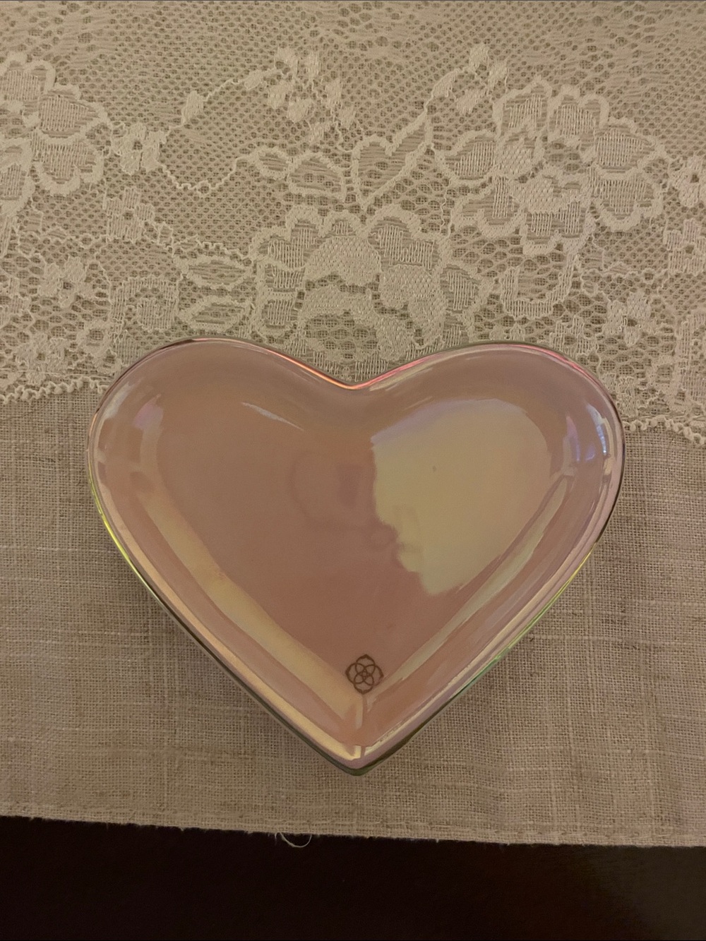 Kendra Scott Iridescent Pink Heart Trinket Dish